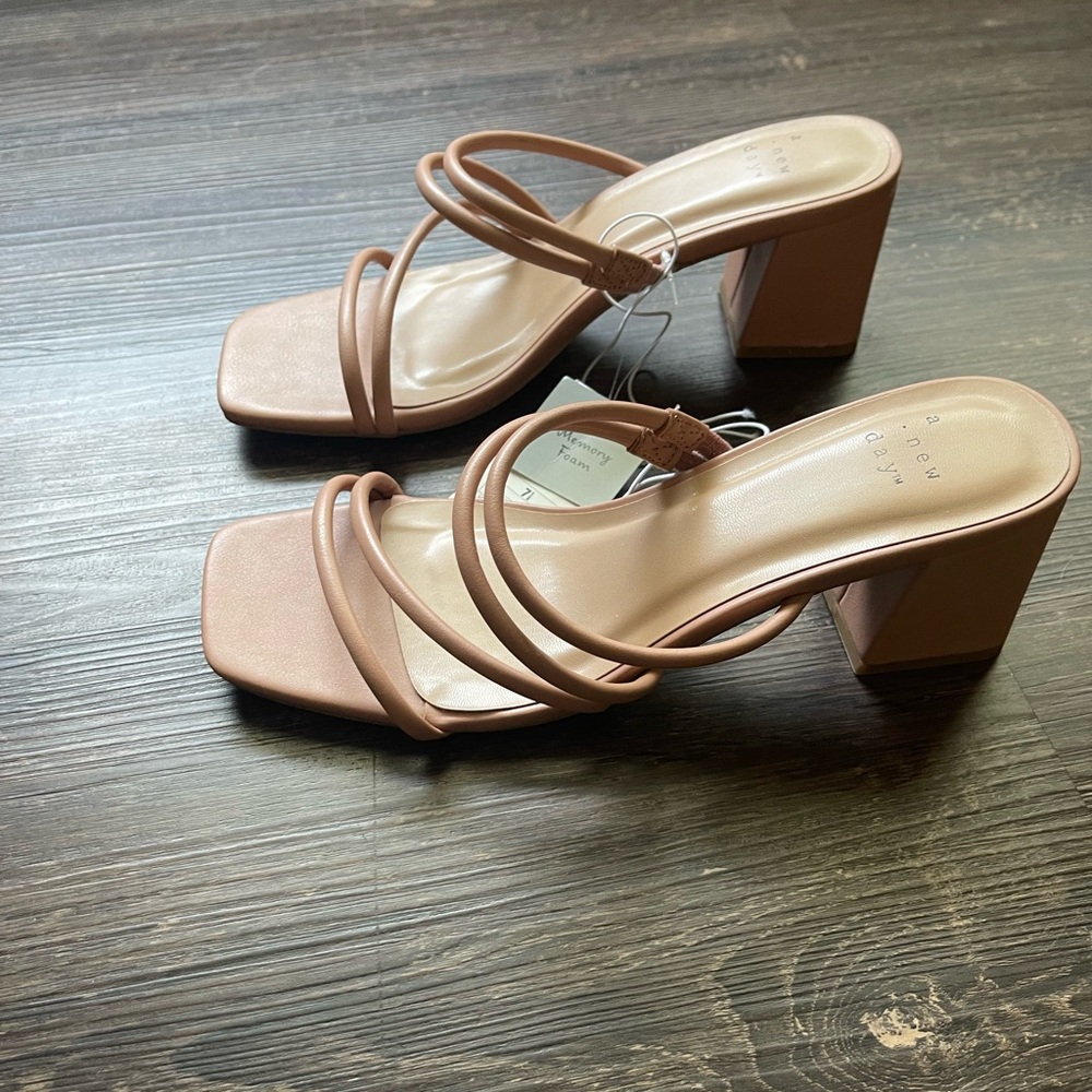 A New Day Nude Strappy Kitten Heel Slides